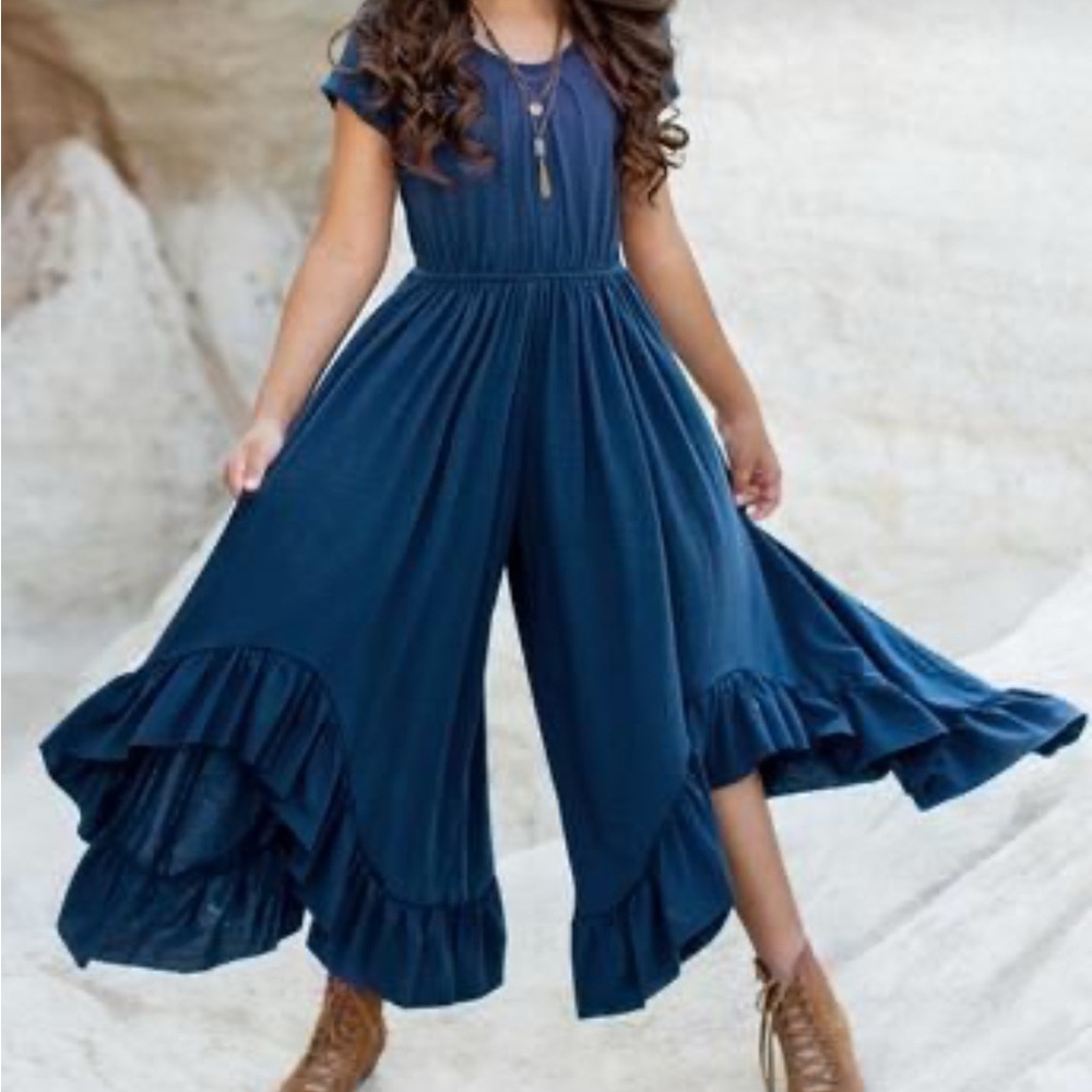 Joyfolie Navy Blue Ruffled Jumpsuit